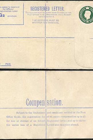 RPF3a KGVI 3d Green FORCES ISSUE Registered Envelope Square Stop on Back Mint