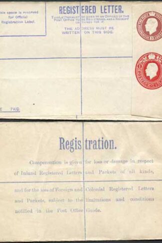 RP32 KGV 3d and 1d Registered Envelope size G Format RF9b Mint EM Imprint