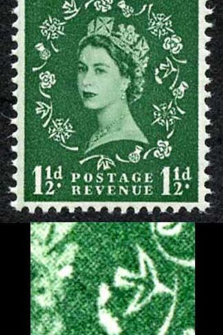 S26i (2) 1 1/2d Deep Green Wmk Edward Variety Butterfly Flaw Cyl 15 U/M
