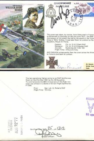 HA18c Air Marshal William Avery Bishop Signed Mr. Art Bishop Edgar Percival (B)