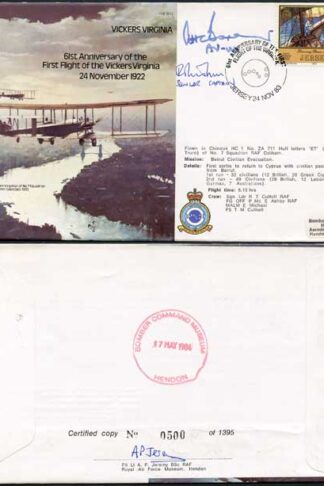 B13c 61st Ann of the 1st Flight of the Vickers Virginia Signed by Alan Boxer (B)
