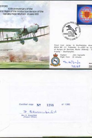 B18c 50th Ann Handly Page Heyford Signed by M.R.A.F. Dermot Boyle (S)