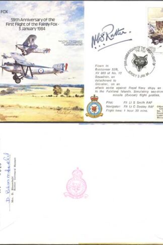 B15c 59th Ann 1st Flight of the Fairey Fox Signed by N.C.S. Rutter (U)