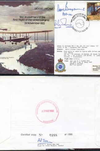 B13c 61st Ann 1st Flight of Vickers Virginia Signed Alan Boxer and Cuthill (A)