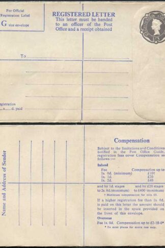 RP81 1/3 Grey Post Office Registered Envelope Format R19 Size G