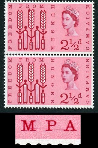 Spec W29a 1963 2 1/2d FFH with Line though MPA of Campaign Variety Pair U/M