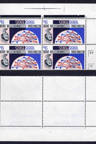 SG683Wi 9d ITU ord Cyl Block of 4 U/M Wmk INVERTED Pierron states only 2 Known