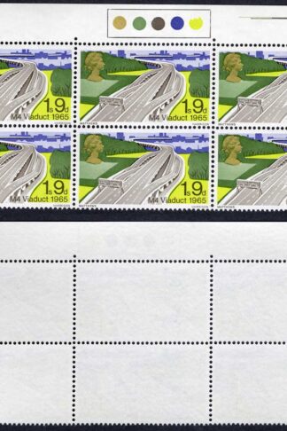 SG766 1/9 Bridges with variety 2 Band Plus AOP U/M Block (right pair creased)