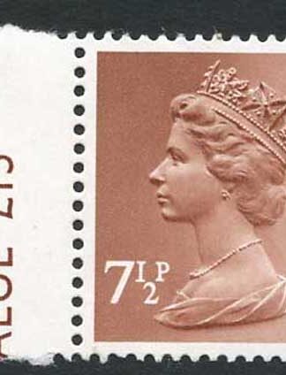 U158a 1971 7 1/2p pale chestnut with variety phosphor omitted cat pounds 20