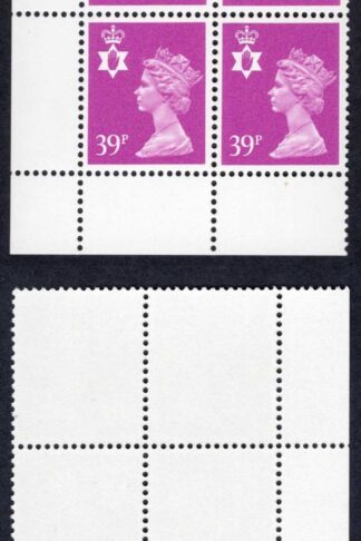 XNL63a 1991 NI 39p bright mauve Fluorescent Coated Paper (FCP)cyl Q1Q1 block