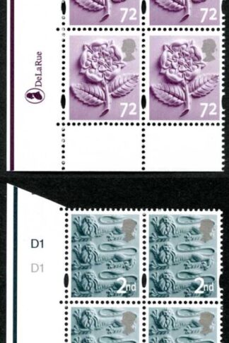 SGEN6b/7b/11b/17a England 2nd 1st 44p and 72p white borders HEAD TYPE 1 Cyl blo