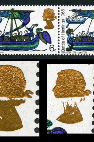 SG711 1966 6d Hastings (Ordinary) with Gold Cut caused by Wiper Blade Pair U/M