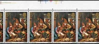 SG756Var 1967 3d Christmas Strip 6 with 1st Three One Band and 3 Phosphor Omitt