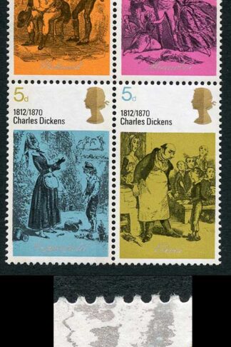 SG824/7 1970 5d Dickens with Extra Silver Ink Block of 4 U/M