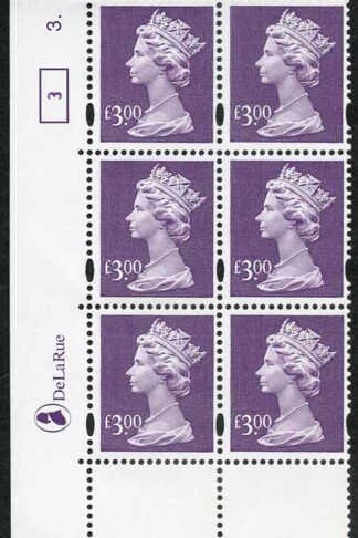 UC20 Three Pound Dull Violet De La Rue U/M Cylinder 3 Dot (3)