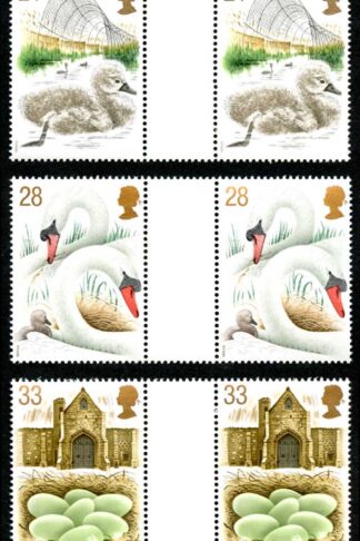 SG1639-43 1993 Swans set in Gutter Pairs U/M