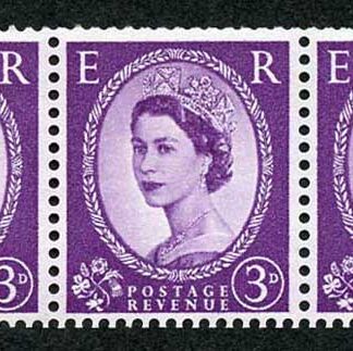 S68e 3d Deep Lilac Coli Strip on Cream Paper Wmk Edward S/Ways U/M