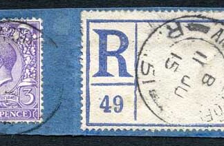 KGV 3d Royal Cypher on ARMY Post Office Registered label