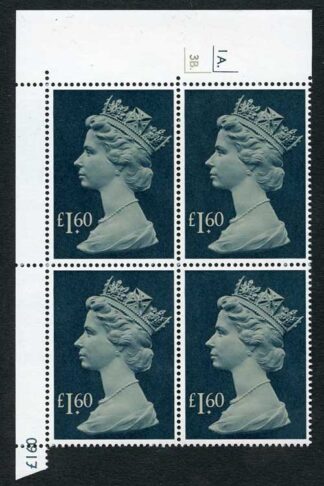 SG1026f 1987 1 60 pale drab and deep greenish blue u/m cyl block 1A3B dot and n
