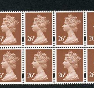 SGY1691 Var 1997 Harrison 26p chestnut 1/4 Missing bottom edge to P U/M