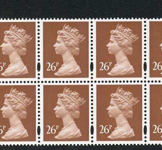 SGY1691 Var 1997 Harrison 26p chestnut 1/4 Missing bottom edge to P U/M