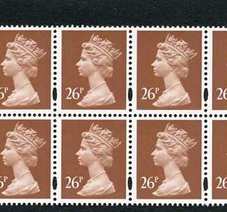 SGY1691 Var 1997 Harrison 26p chestnut 1/4 Missing bottom edge to P U/M
