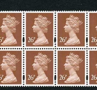 SGY1691 Var 1997 Harrison 26p chestnut 1/4 Missing bottom edge to P U/M