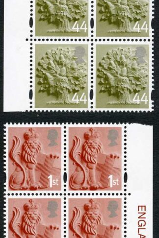 SGEN6b/7b/11b/17a England 2nd 1st 44p and 72p white borders HEAD TYPE 1 Blocks