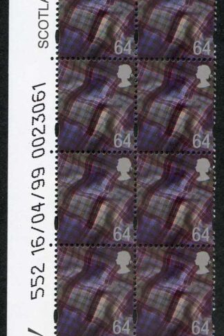 S-WONP64A Scotland Walsall 64p Warrant Block of 8 Dated 16/04/99