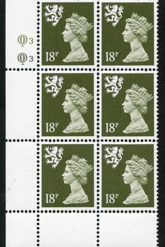 S-QAD18A 18p Grey Green Scotland Questa ACP/PVAD Plate Q3/Q3 8 Perfs Perf (P)