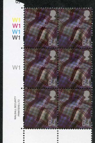 S-WONP64A Scotland Walsall 68p Cyl W1 block of 6