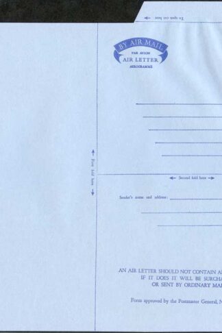 ASP12 QEII 6d Purple STO Air Mail Letter Sheet approved No 71995/2E