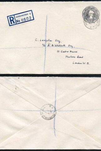 RS8 1/3 Grey Stamped to Order Registered Envelope size 108 x 163 mm Fine used