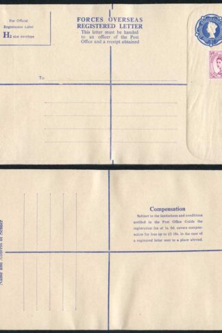 RPF10 QEII 1/- Blue Forces Registered Letter Size H2 Superb Mint