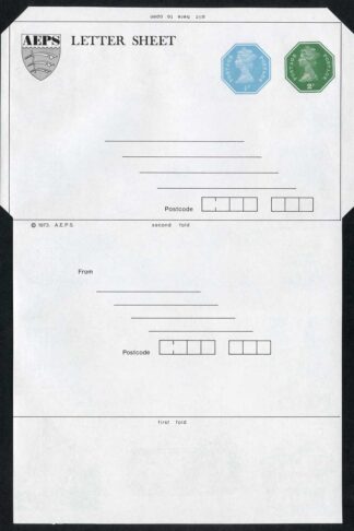 2p and 1/2p AEPS Stamped to Order Lettersheet