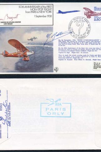 FF22c 1st Non-Stop Flight from Paris to NY Signed by M. Bellonte
