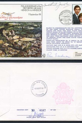 FF33c 1st British Air Mail - Hendon to Windsor Signed A. Jacob R. Freedman (B)