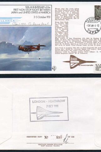 FF34c 1st Non-Stop Flight Between Japan and USA Signed by Carl M Cleveland (D)