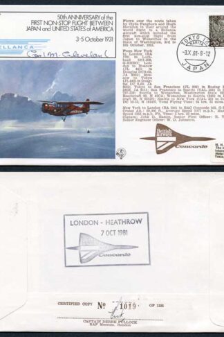 FF34c 1st Non-Stop Flight Between Japan and USA Signed by Carl M Cleveland (E)
