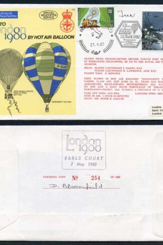 C72c To london by Hot Air Balloon 1980 Signed by General G.D. Innocenti (C)