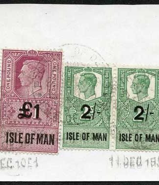IOM KGVI One Pound and 2/- Pair on piece
