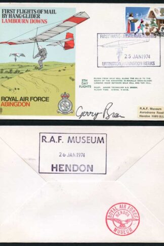 C29f First Flight of Mail by Hang-Glider Lambourn Downs Pilot signed