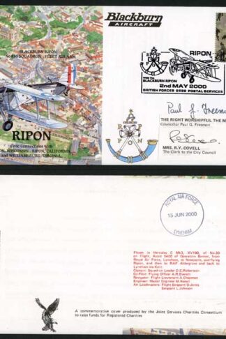 PandP22d Blackburn Ripon No.810 Sqn Signed by Paul G. Freeman and Mrs R.Y. Cove