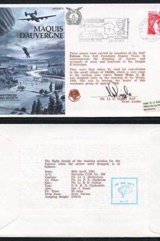 ES28b Maquis D Auvergne Signed by Flt.Lt. Diggle RAF Team Leader