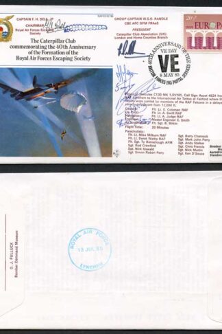 ES36 Caterpillar Club 40th Ann of Formation of RAF ES Signed by Crew