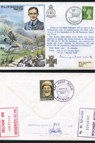 HA13c Flt Lt A W Beauchamp Proctor Signed by Sir Denis Barnett