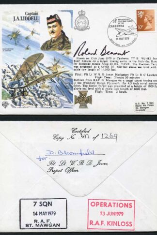 HA40c Captain J.A. Liddell VC.MC. Signed by Wg. Cdr. R.P. Beaumont