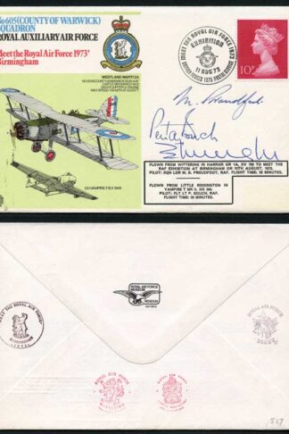 RAFSP2e No.605 (County of Warwick) Signed by the 2 Pilots and E.W. Wright