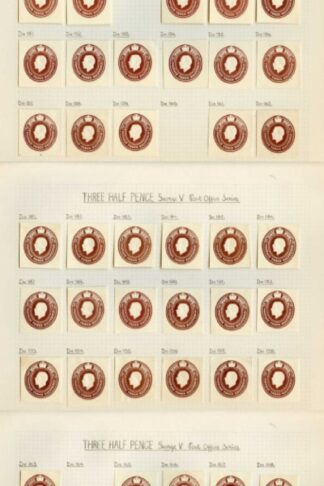KGV 1 1/2d Brown Postal Stationary Collection of Dies (286 items)