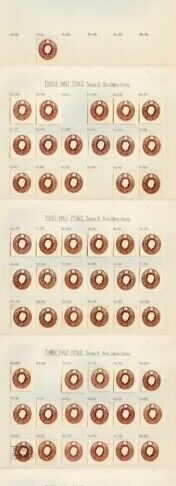 KGV 1 1/2d Brown Postal Stationary Collection of Dies (286 items)